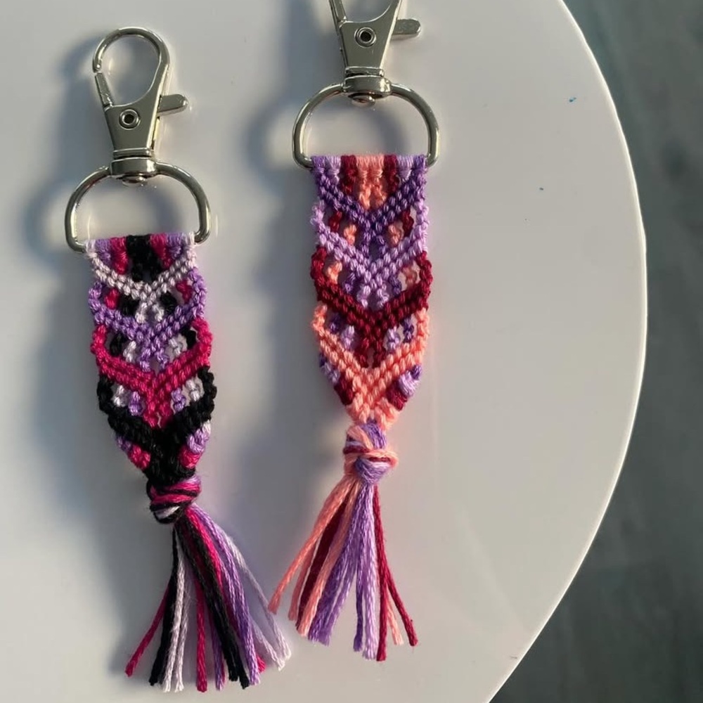 Pink and Black Braided Key and Card Holder